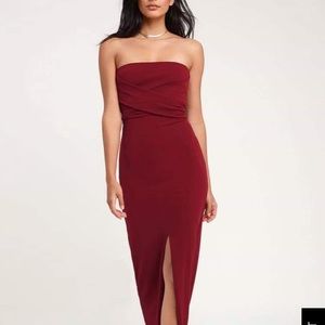 NEW Lulus Own The Night Wine Red Maxi Dress